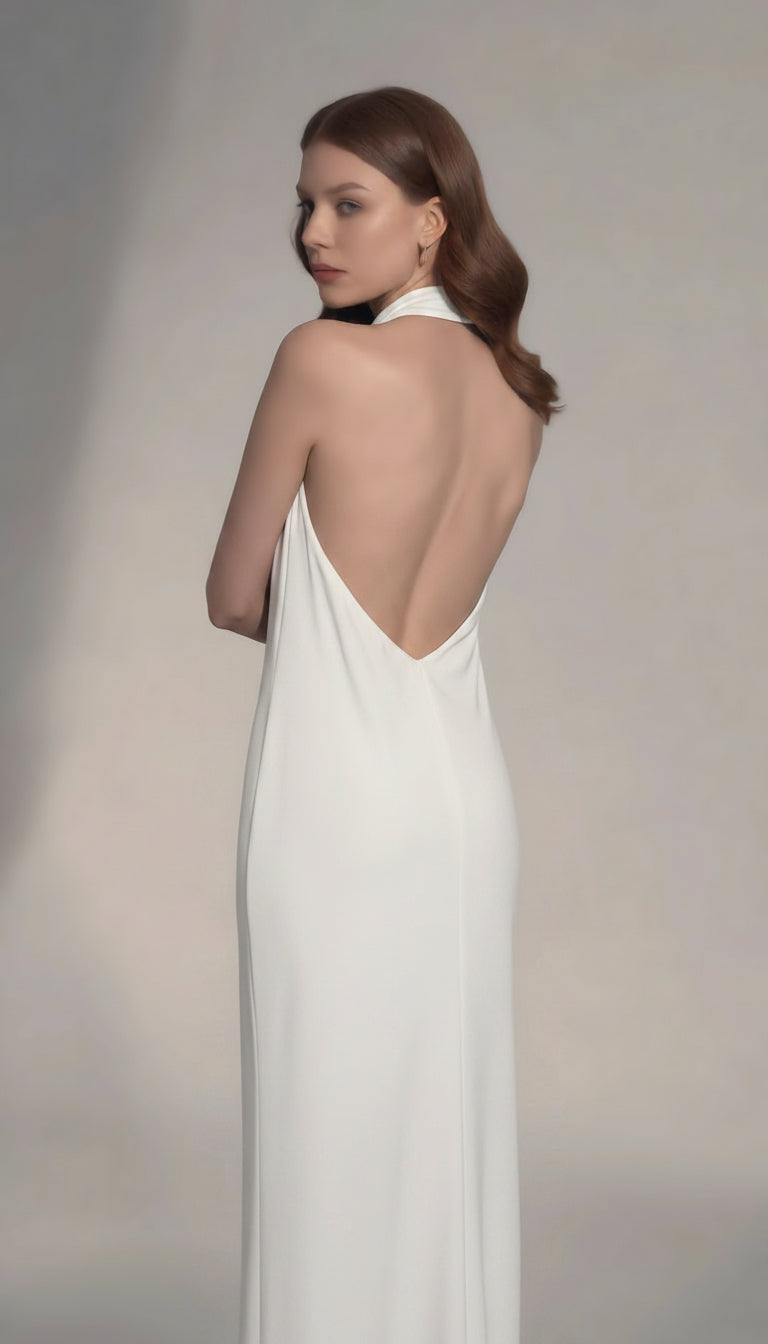 Soft Glam Uzun Elbise – Sırt Detaylı
