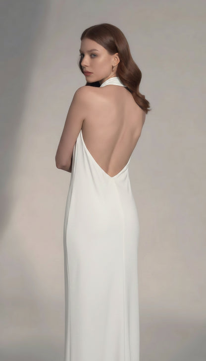 Soft Glam Uzun Elbise – Sırt Detaylı